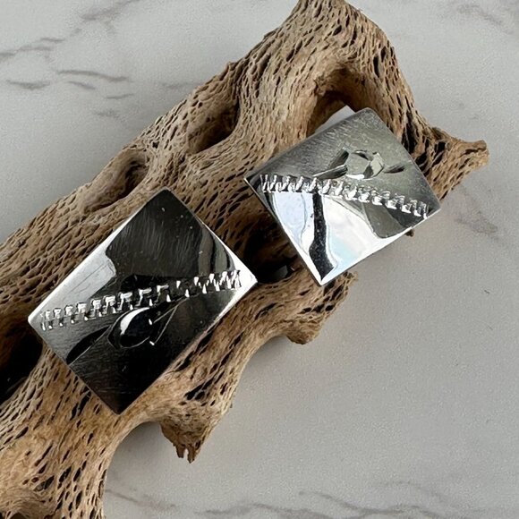 Sterling Silver Cuff Links, Engravable Minimalist - Picture 3 of 9